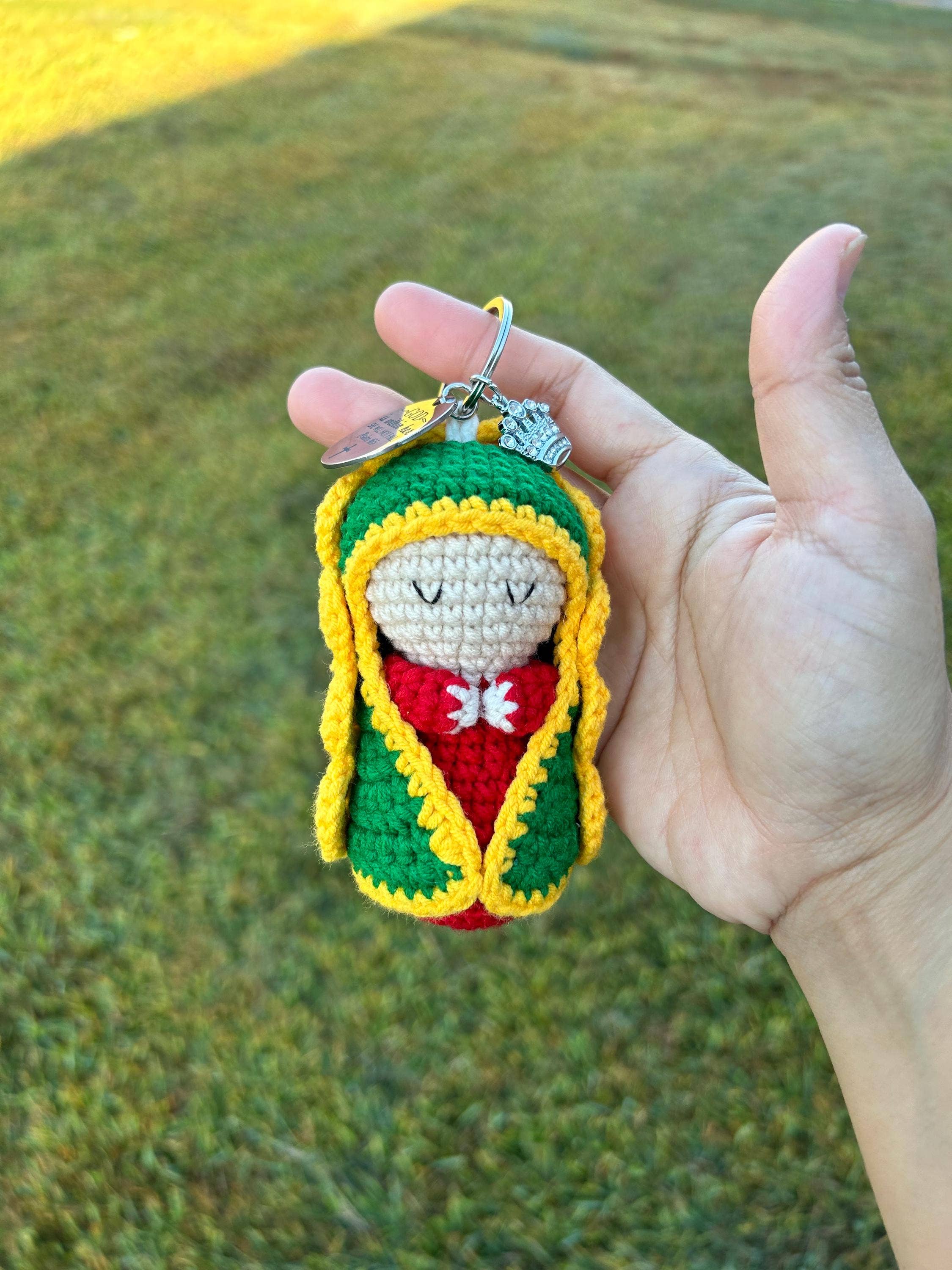 Crocheted Rosary Our Lady Of Guadalupe Hanging, Car Decor