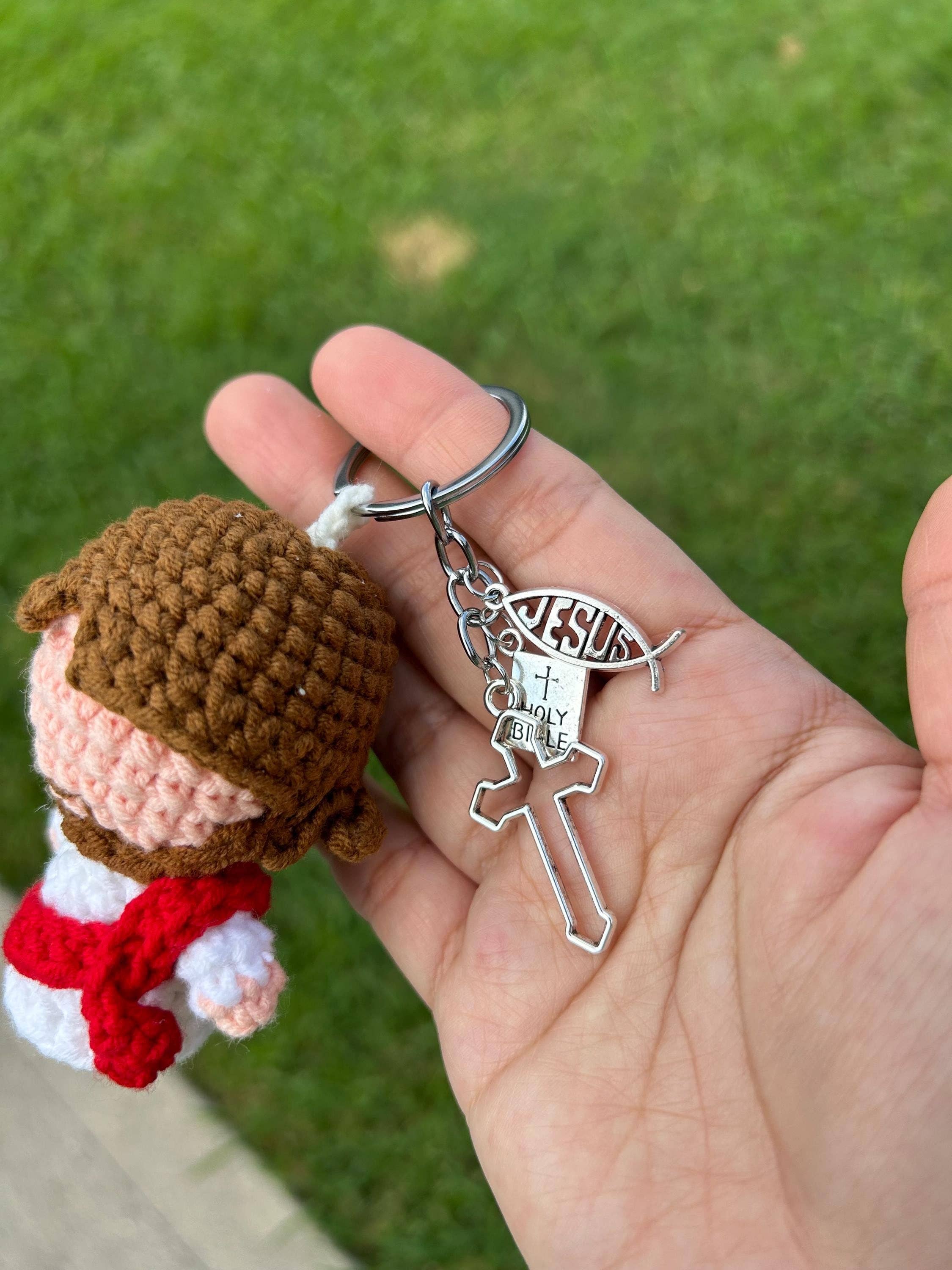 Crochet Mini Jesus Keychain Hanging, Amigurumi Jesus