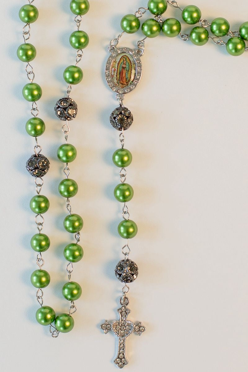 Virgin of Guadalupe Rosary – Green Pearl Edition