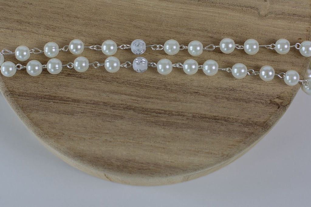 Rosary of Our Lady of Guadalupe – White Pearl & Silver