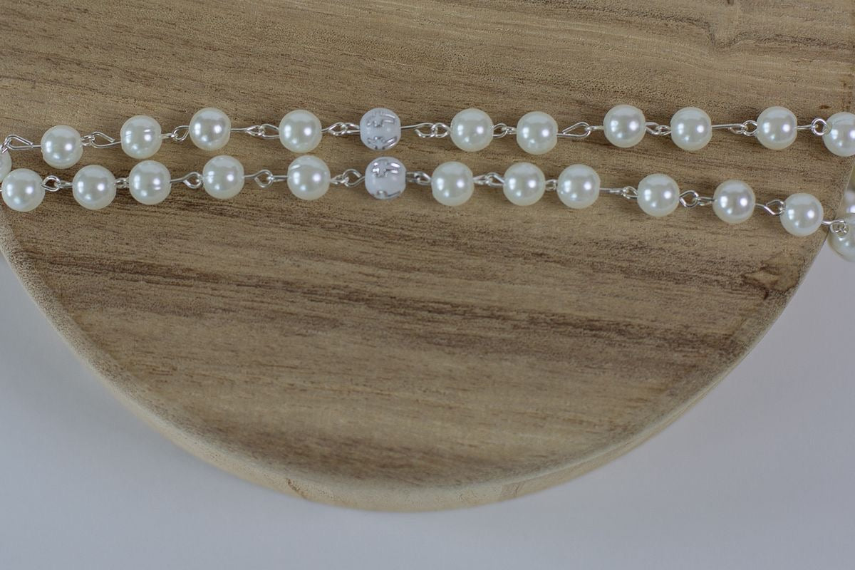 Rosary of Our Lady of Guadalupe – White Pearl & Silver