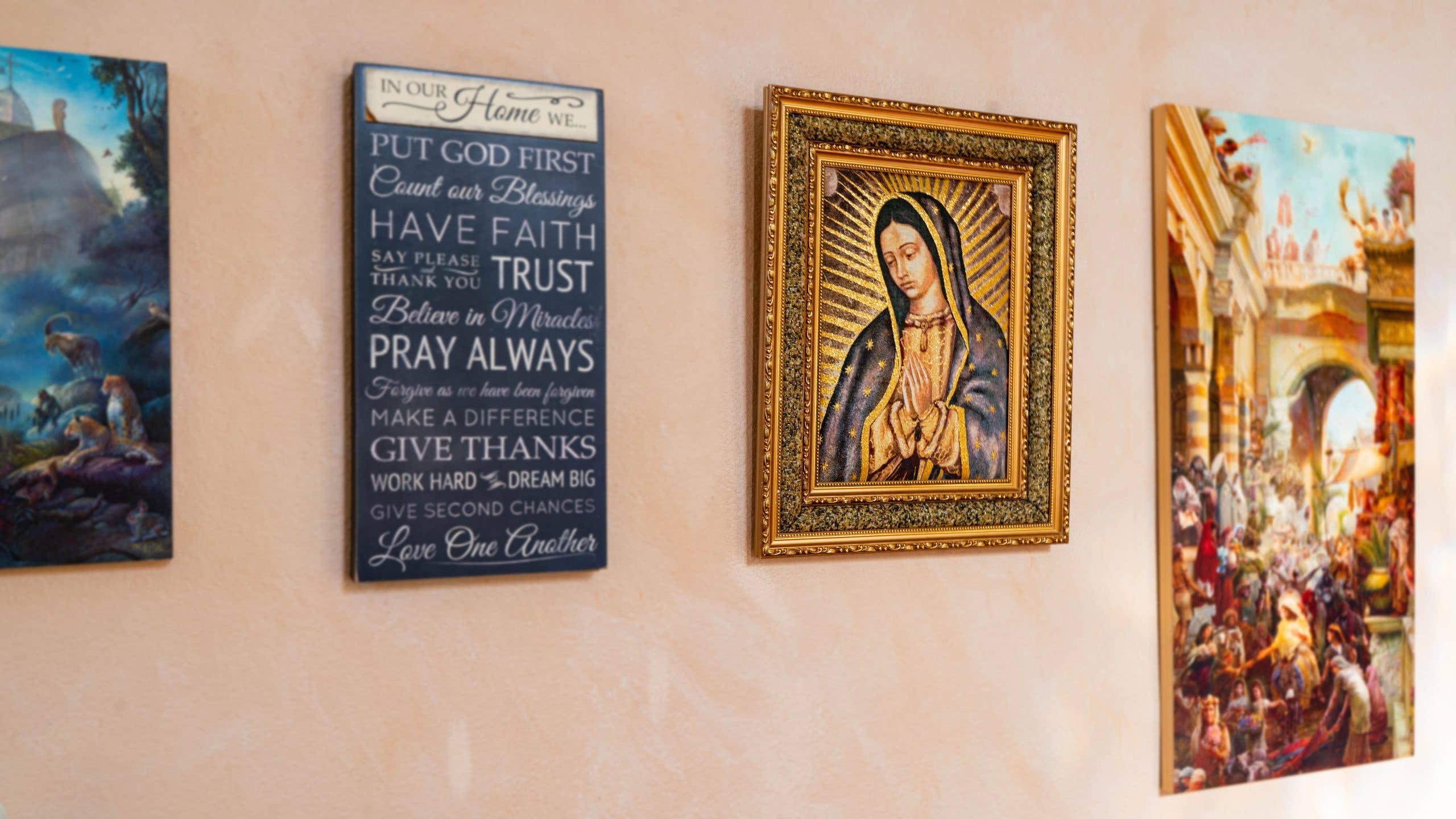 Lady of Guadalupe 1/2 Body Double Padded Framed Image   21"