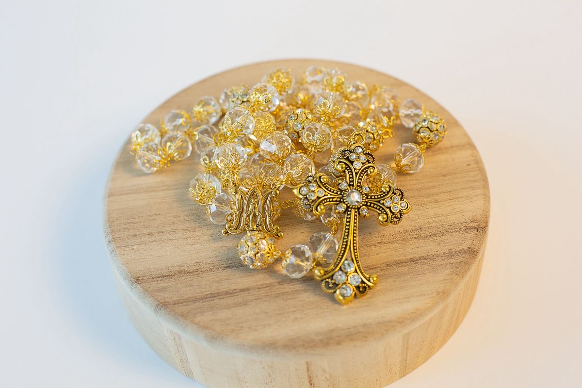Elegant Crystal Rosary – “M” of Mary & Large Beads