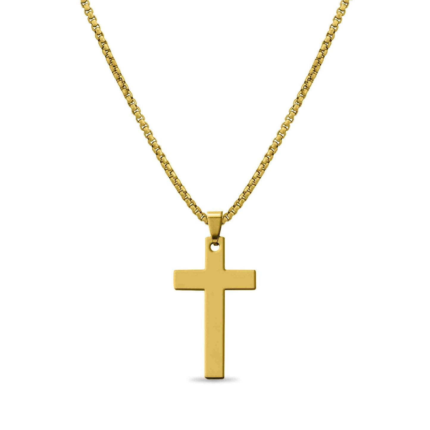 Stainless Steel Box Chain Cross Necklace