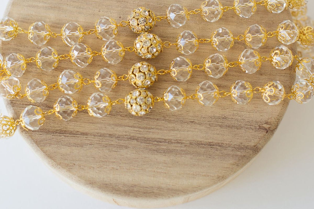 Elegant Crystal Rosary – “M” of Mary & Large Beads