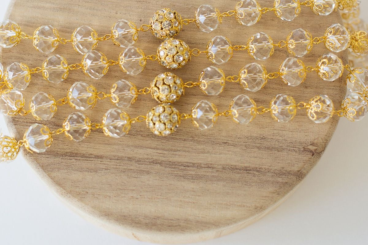 Elegant Crystal Rosary – “M” of Mary & Large Beads