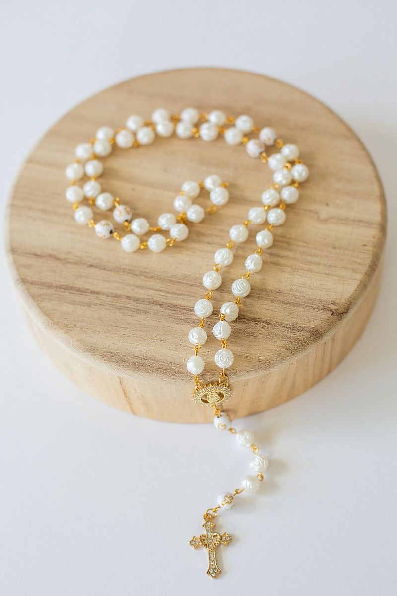 Guadalupe Devotion Rosary – White Blooms