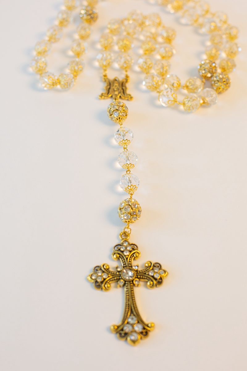 Elegant Crystal Rosary – “M” of Mary & Large Beads