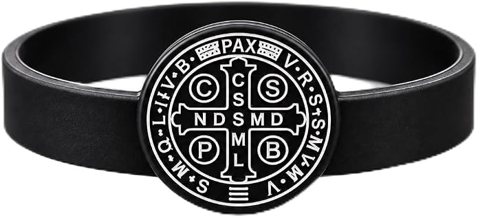 Silicone Saint Benedict Exorcism Bracelet Jesus Christian Amulet Demon Protection Ghost Hunter CSBP (Black) New on Amazon in past month