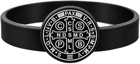 Silicone Saint Benedict Exorcism Bracelet Jesus Christian Amulet Demon Protection Ghost Hunter CSBP (Black) New on Amazon in past month