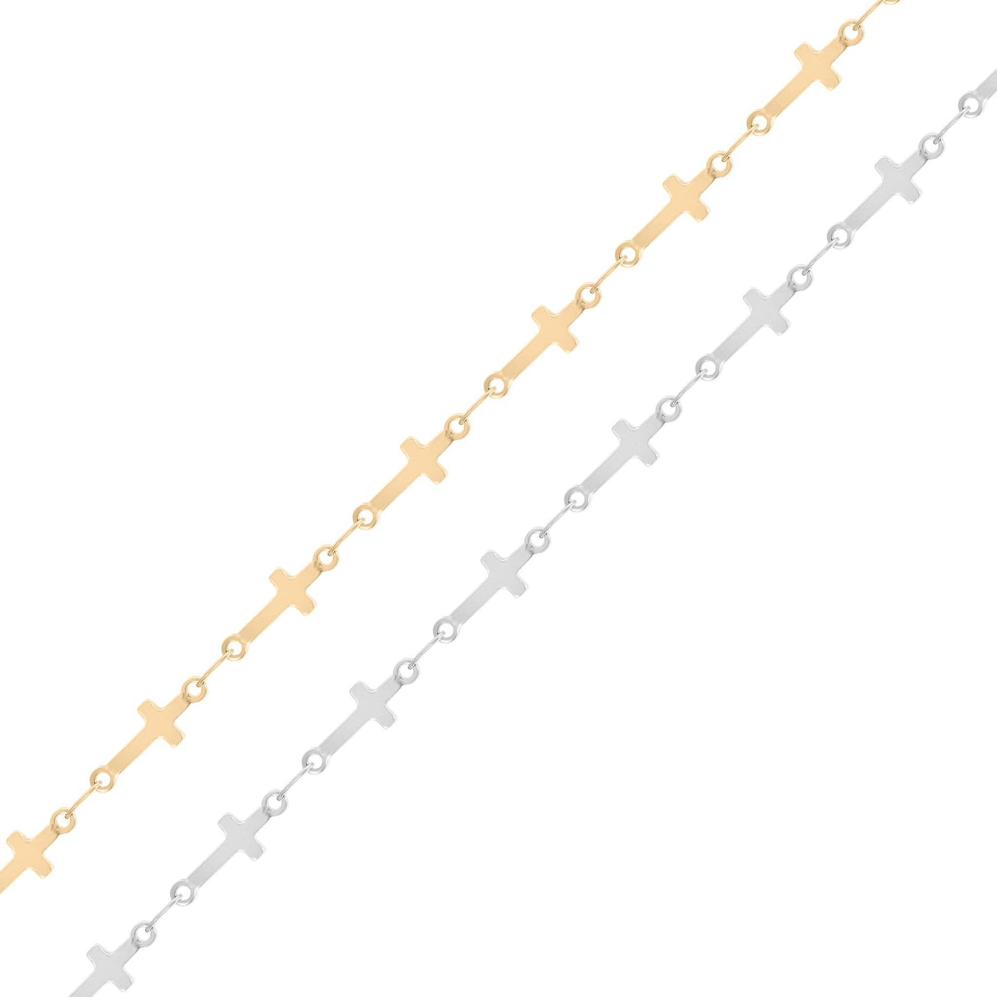 18K Gold PVD Stainless Steel Cross Chain - By The Foot