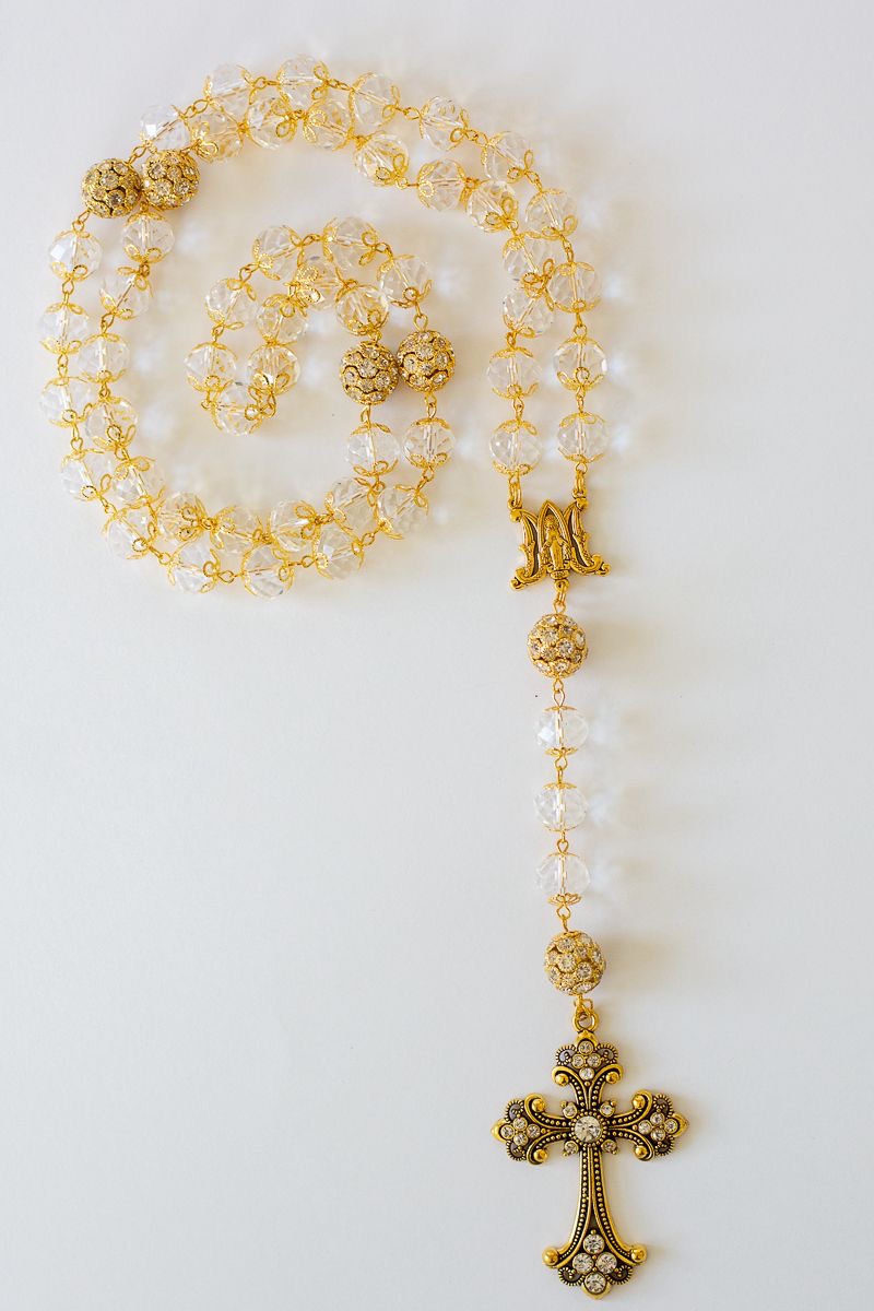 Elegant Crystal Rosary – “M” of Mary & Large Beads