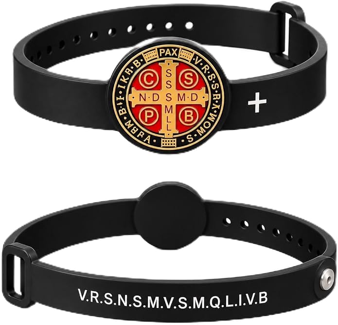Silicone Saint Benedict Exorcism Bracelet Jesus Christian Amulet Demon Protection Ghost Hunter CSBP (Adjustable) New on Amazon in past month