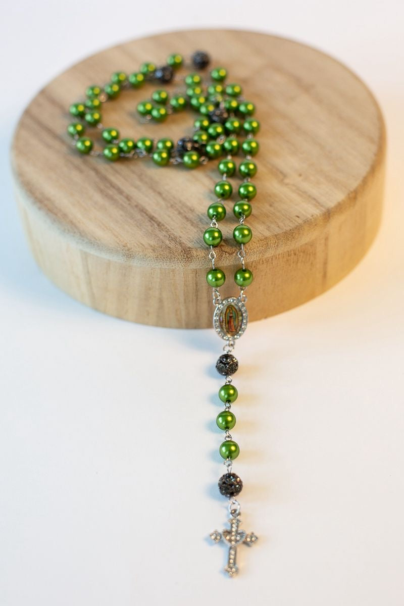 Virgin of Guadalupe Rosary – Green Pearl Edition
