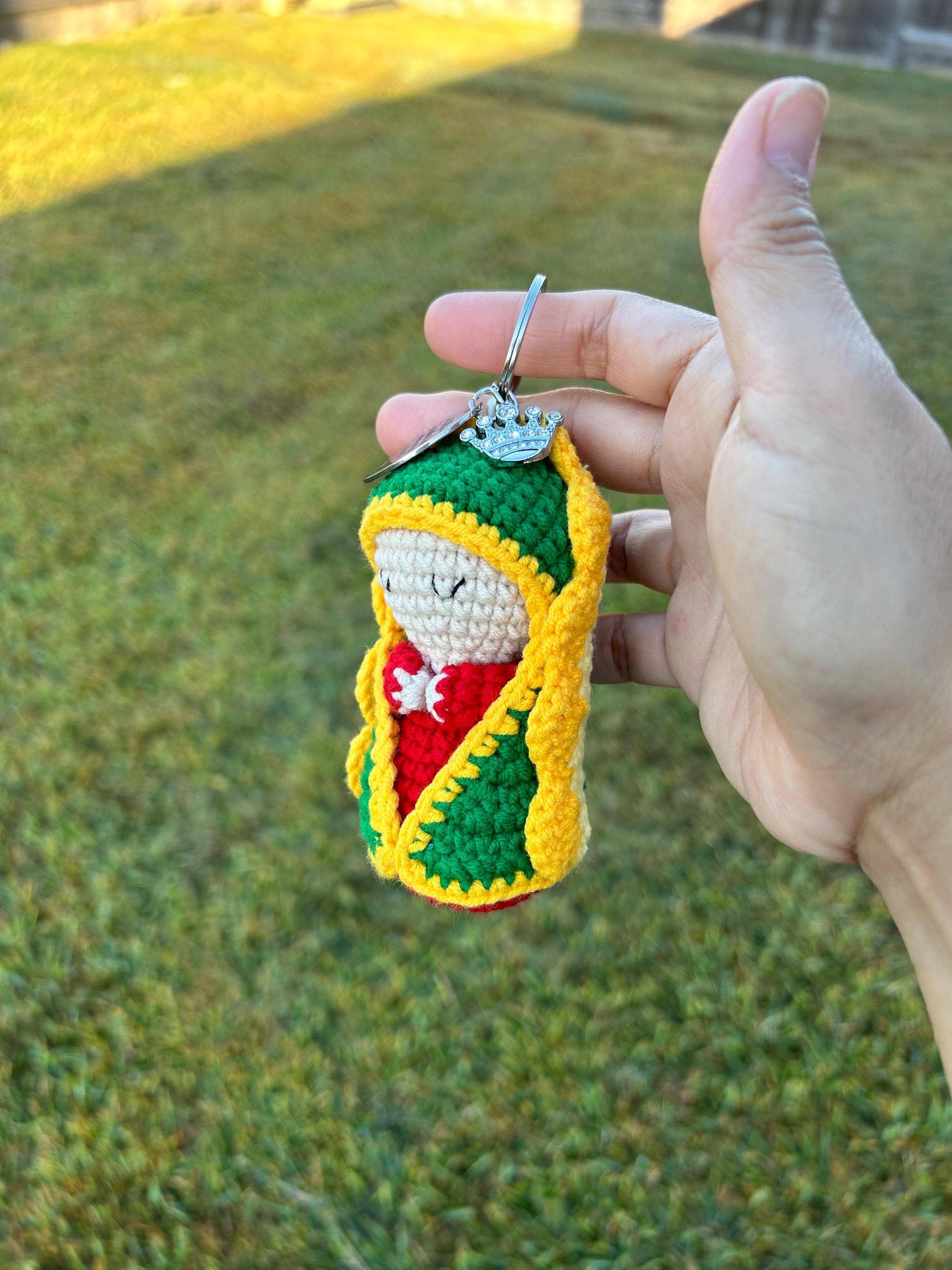 Crocheted Rosary Our Lady Of Guadalupe Hanging, Car Decor