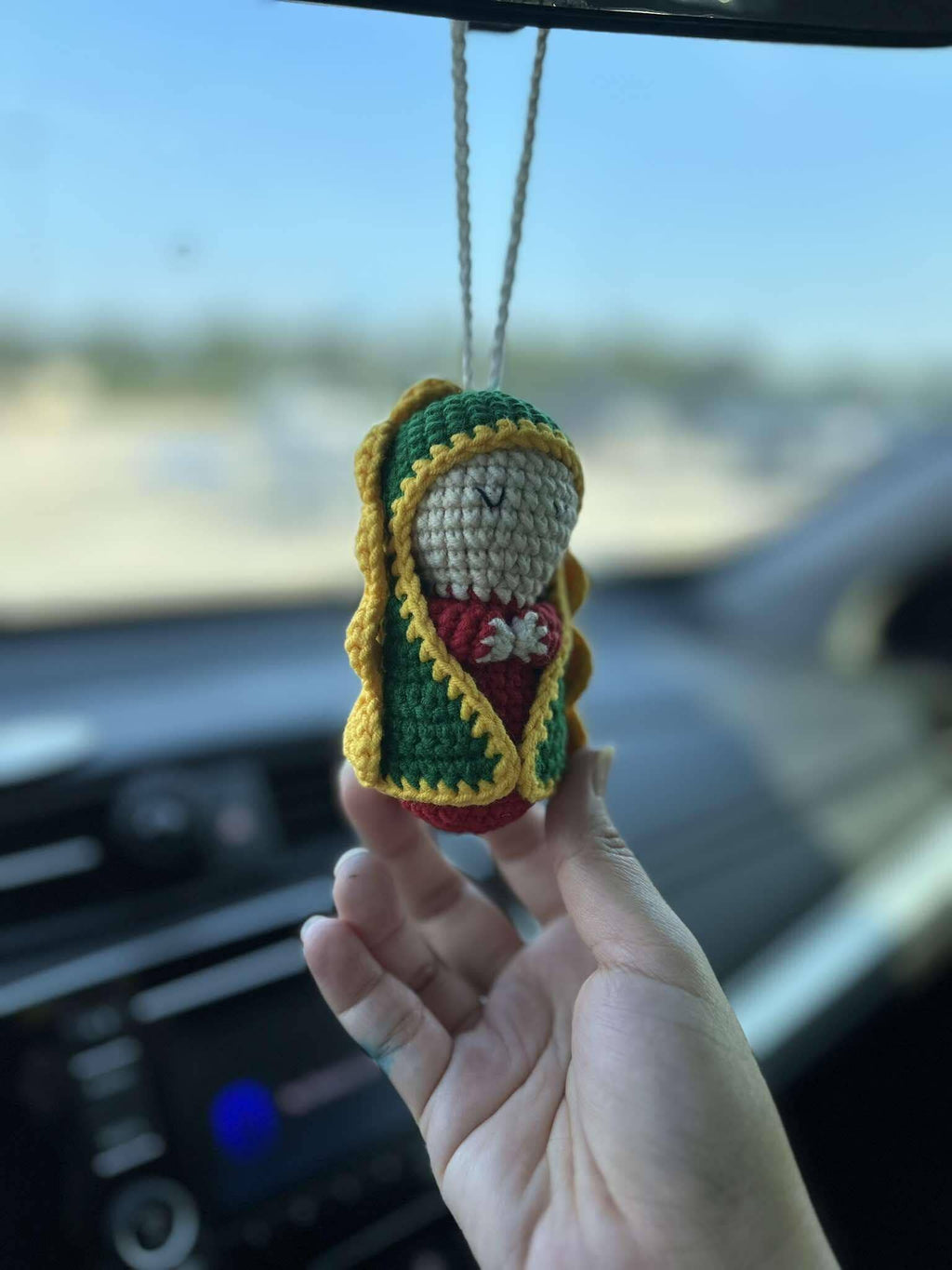Crocheted Rosary Our Lady Of Guadalupe Hanging, Car Decor