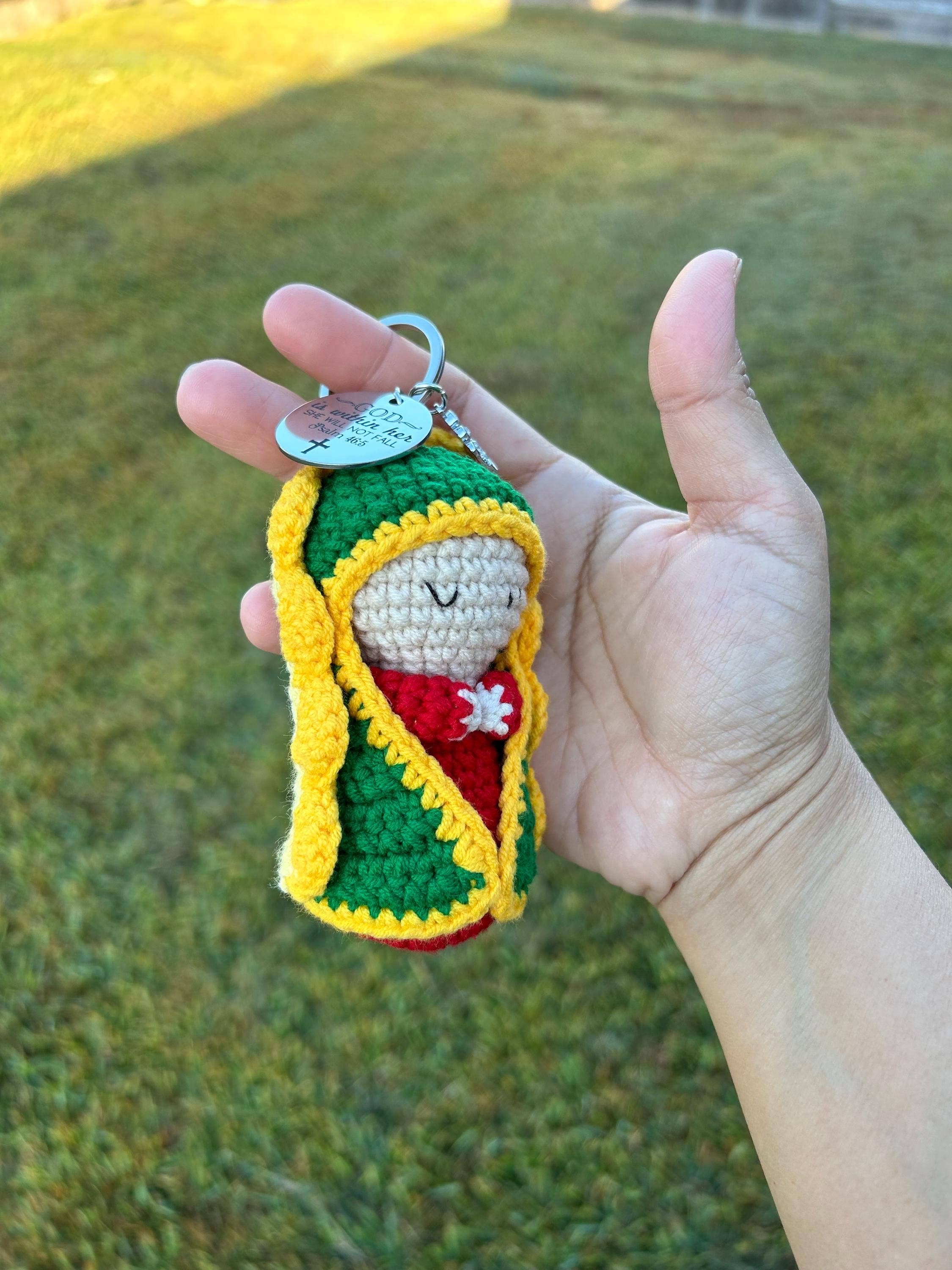 Crocheted Rosary Our Lady Of Guadalupe Hanging, Car Decor