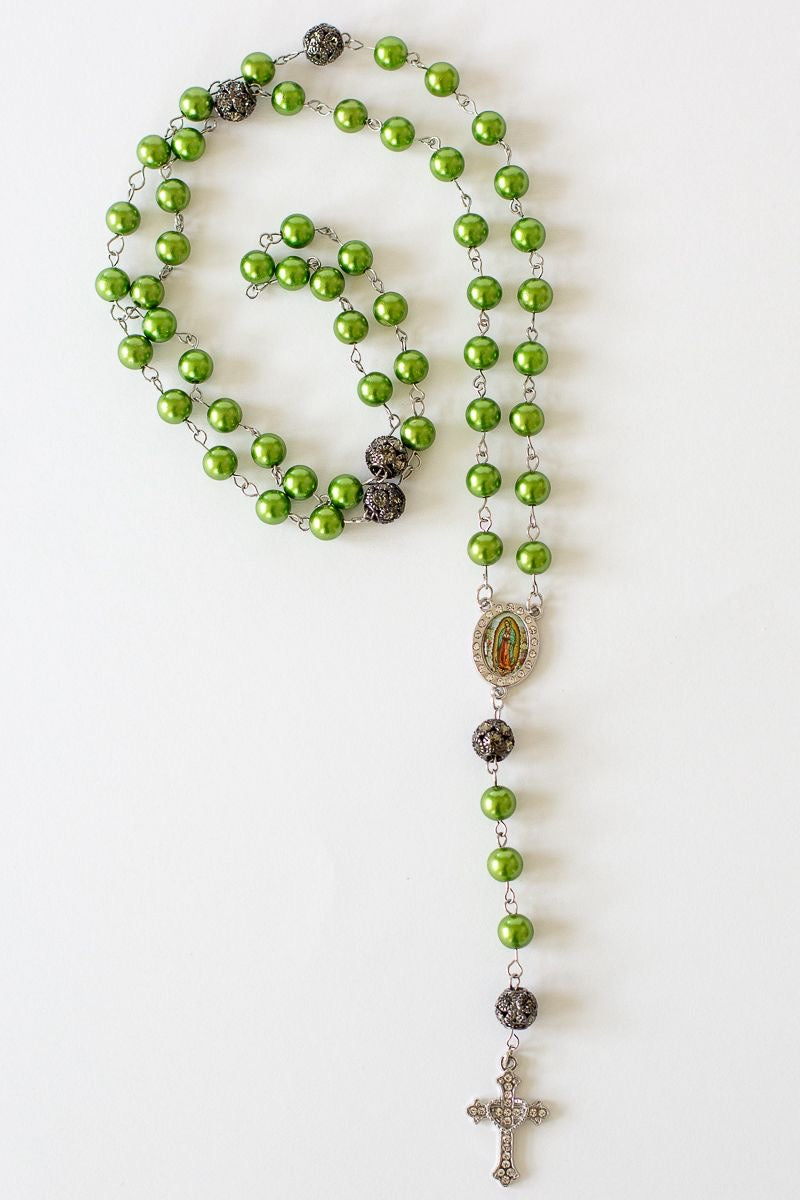 Virgin of Guadalupe Rosary – Green Pearl Edition