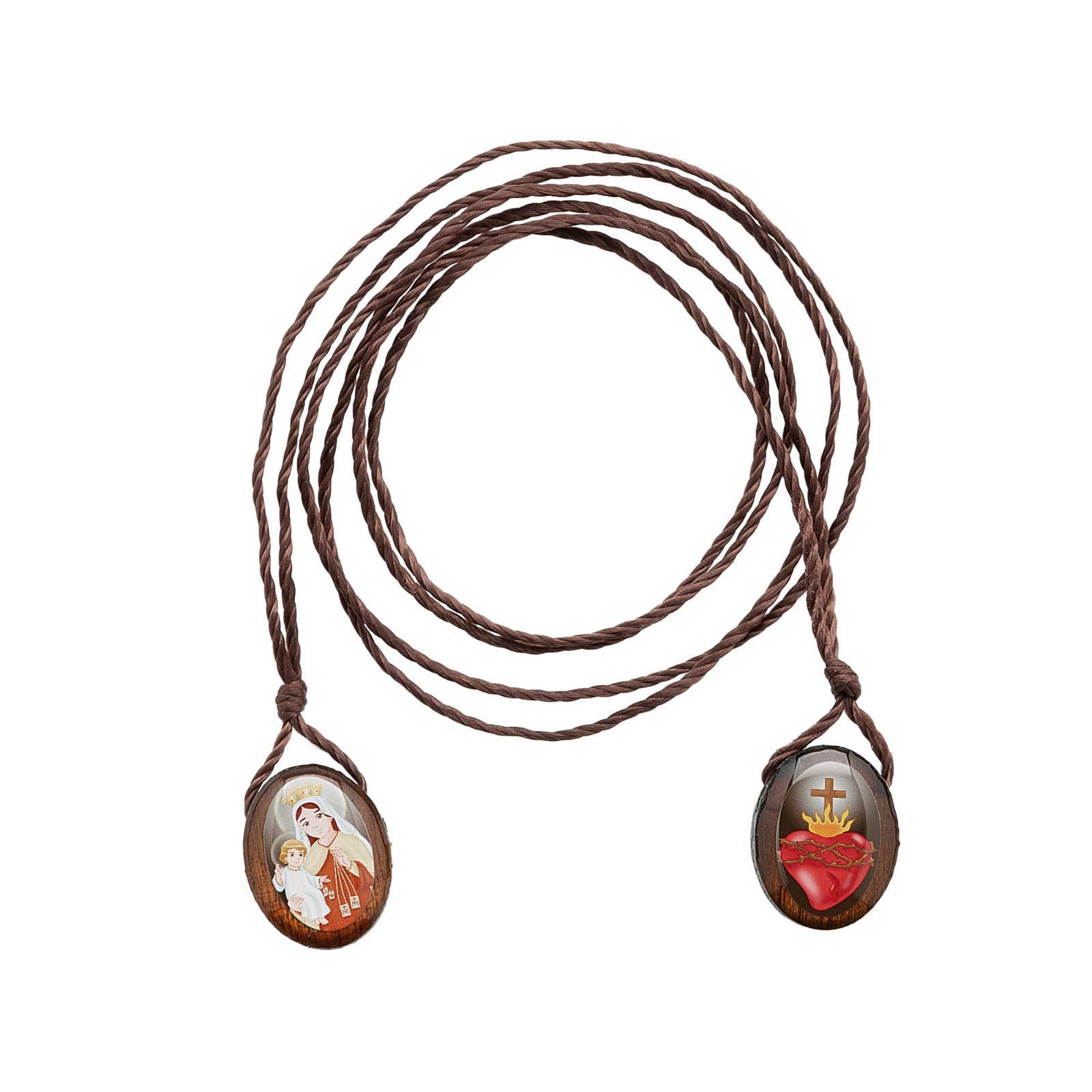 Child's Scapular Sacred Heart + Lady Mt. Carmel (Wooden SM)
