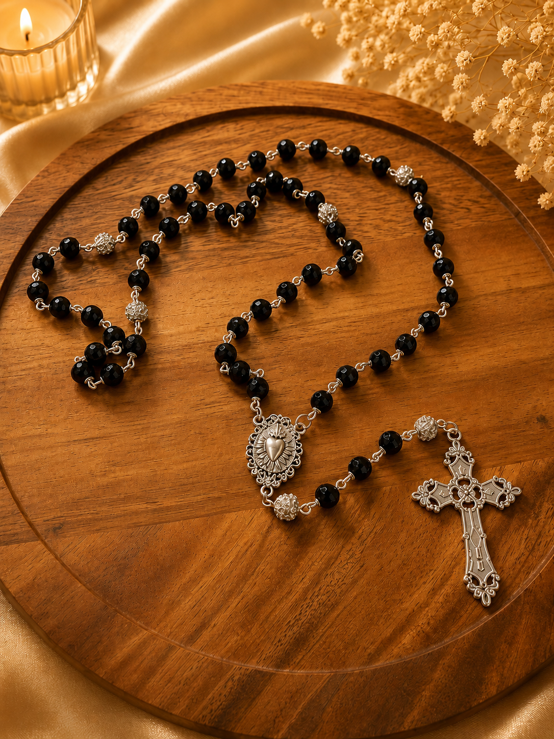 Black Catholic Rosary Sacred Heart