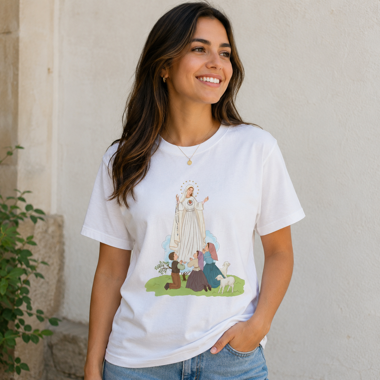 Our Lady of Fatima and the Three Shepherd Children Shirt