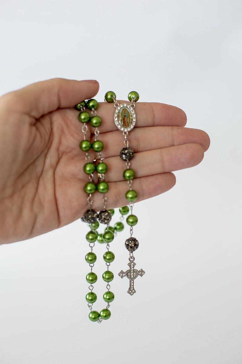 Virgin of Guadalupe Rosary – Green Pearl Edition
