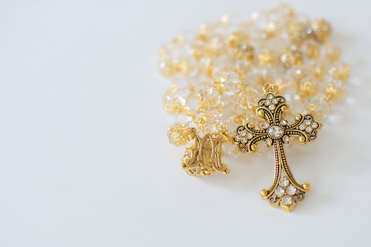Elegant Crystal Rosary – “M” of Mary & Large Beads