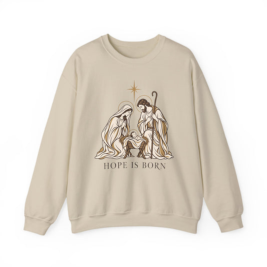 Hope Is Born — Holy Family Christmas Sweatshirt