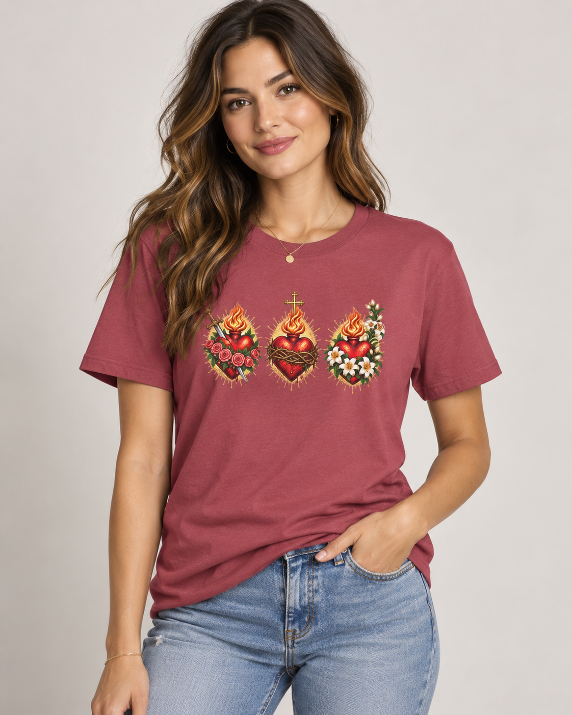 Three Sacred Hearts Catholic T-Shirt