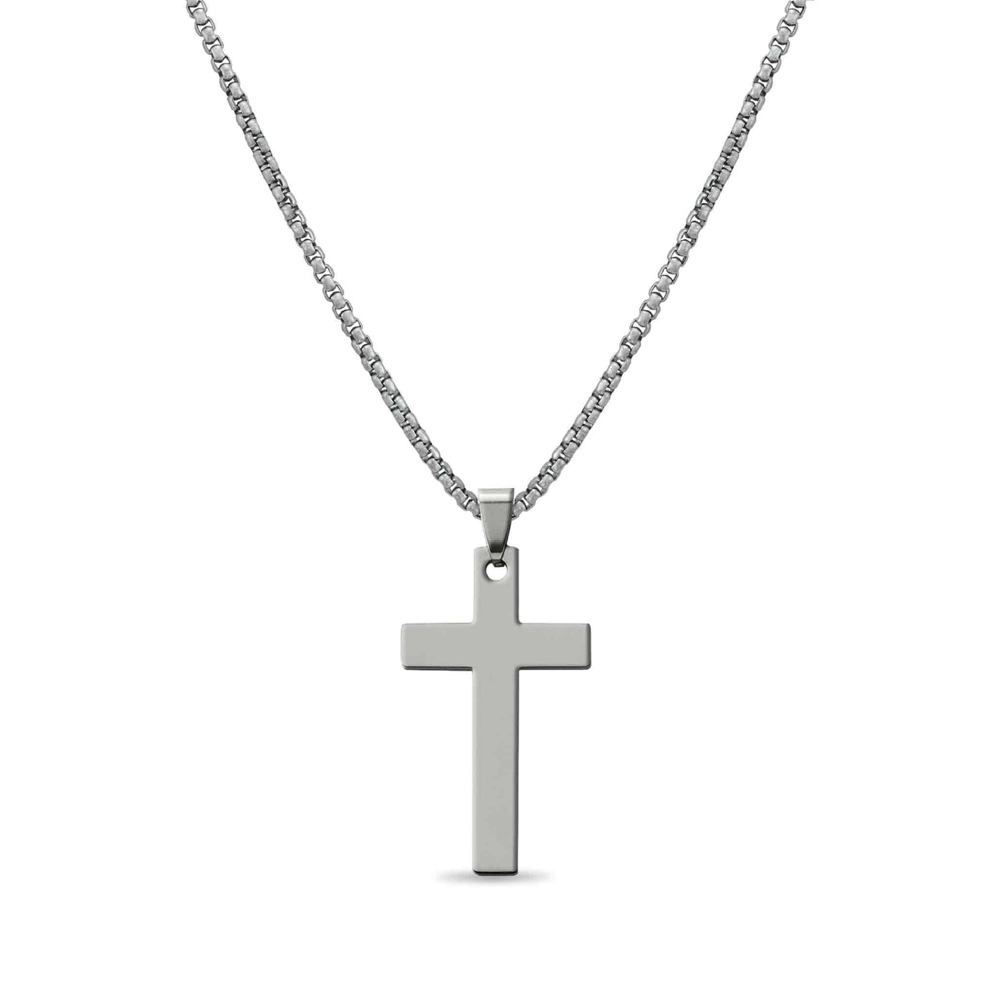 Stainless Steel Box Chain Cross Necklace