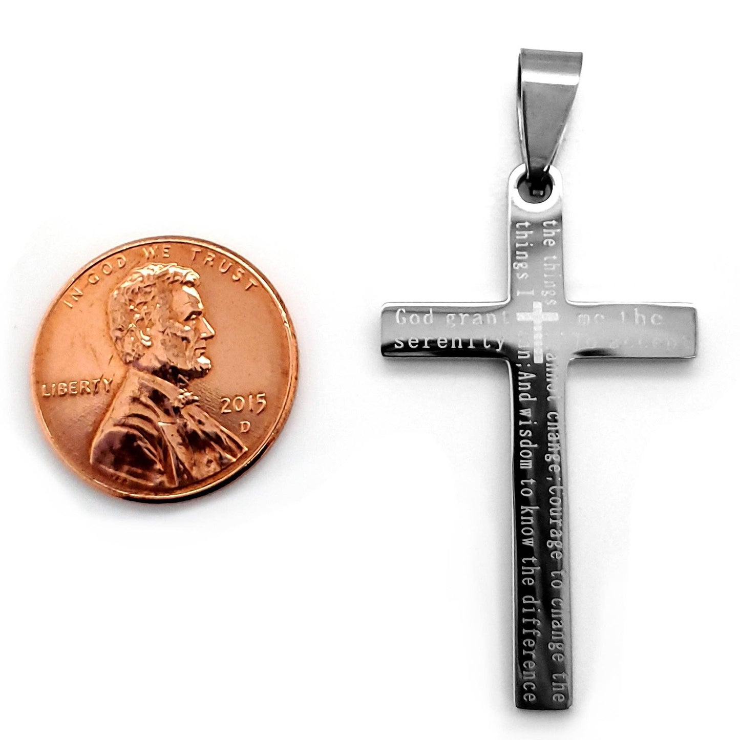 Serenity Prayer Cross Stainless Steel Pendant