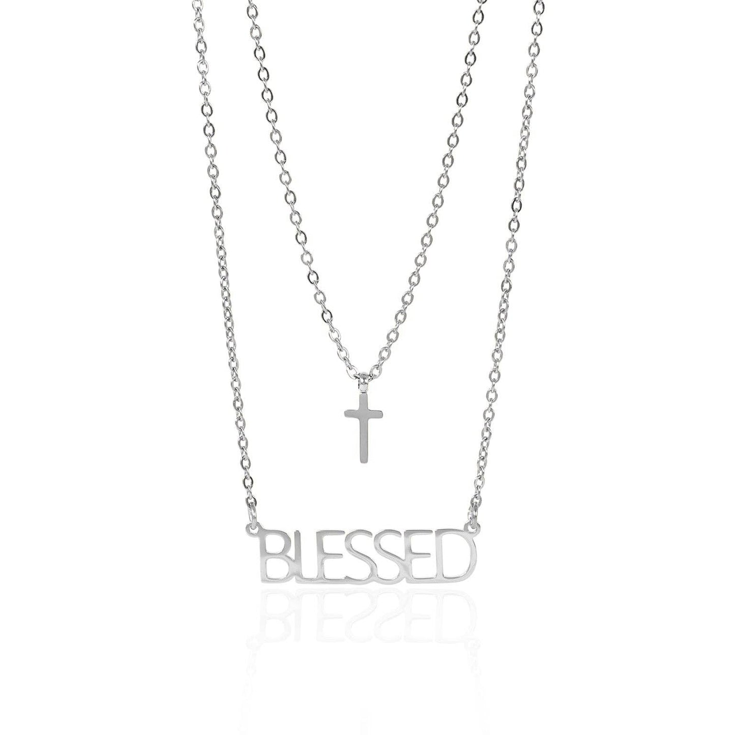 Stainless Steel "Blessed" Layered Cross Necklace