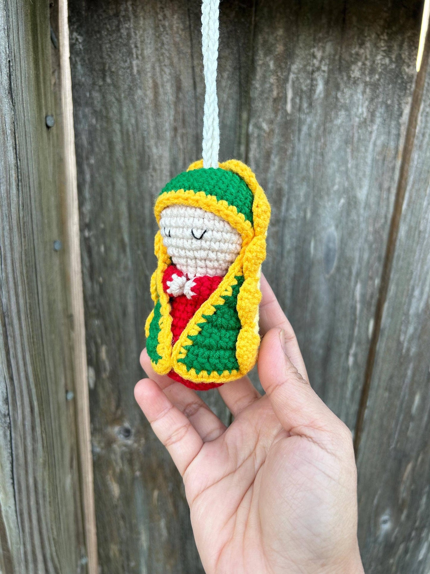Crocheted Rosary Our Lady Of Guadalupe Hanging, Car Decor