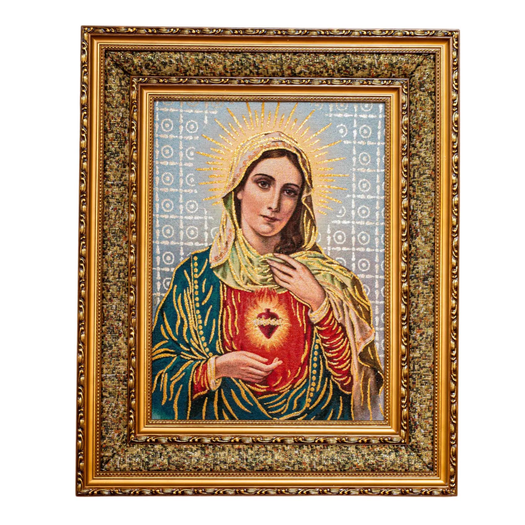 Sacred Heart of Mary Double Padded Framed Image   21"