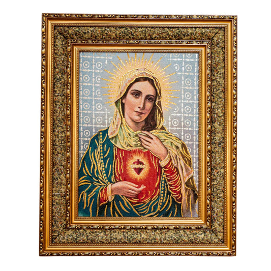 Sacred Heart of Mary Double Padded Framed Image   21"