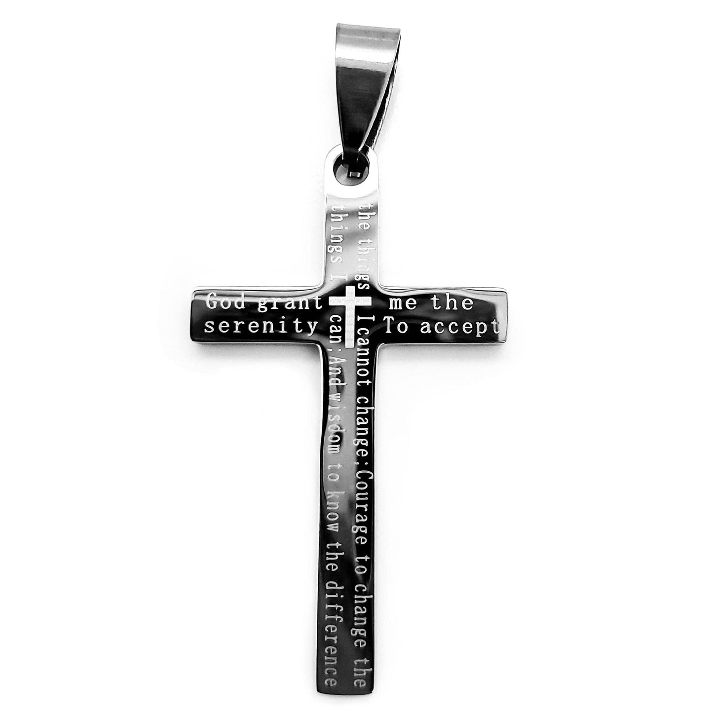 Serenity Prayer Cross Stainless Steel Pendant