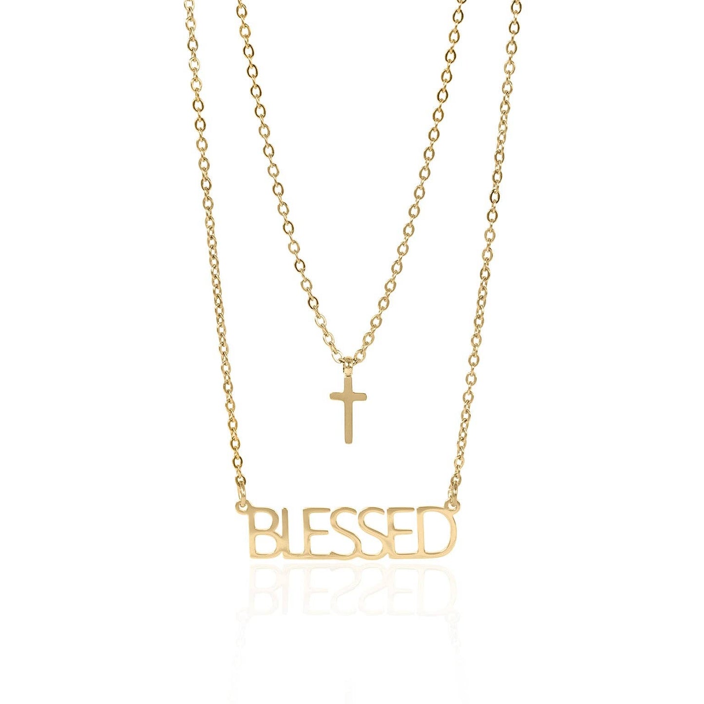 Stainless Steel "Blessed" Layered Cross Necklace