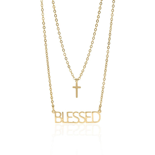 Stainless Steel "Blessed" Layered Cross Necklace