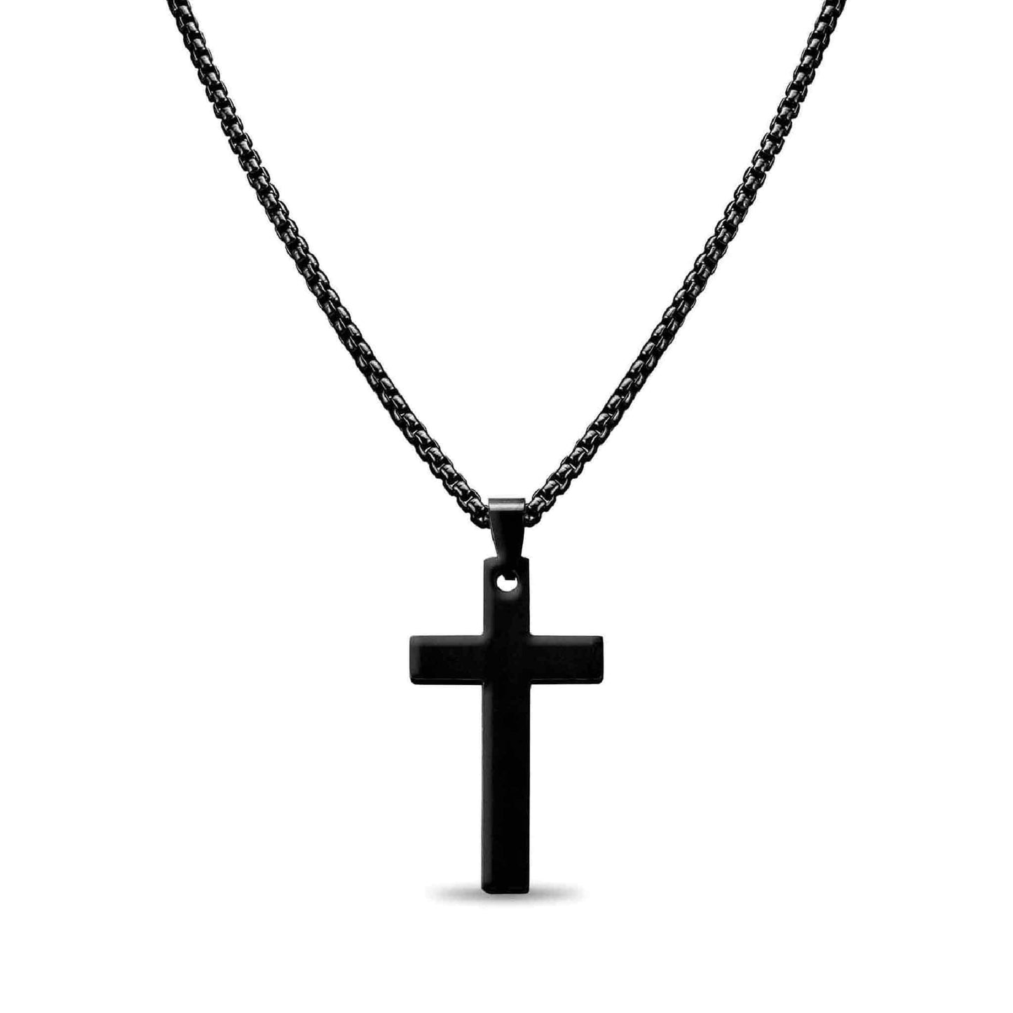 Stainless Steel Box Chain Cross Necklace