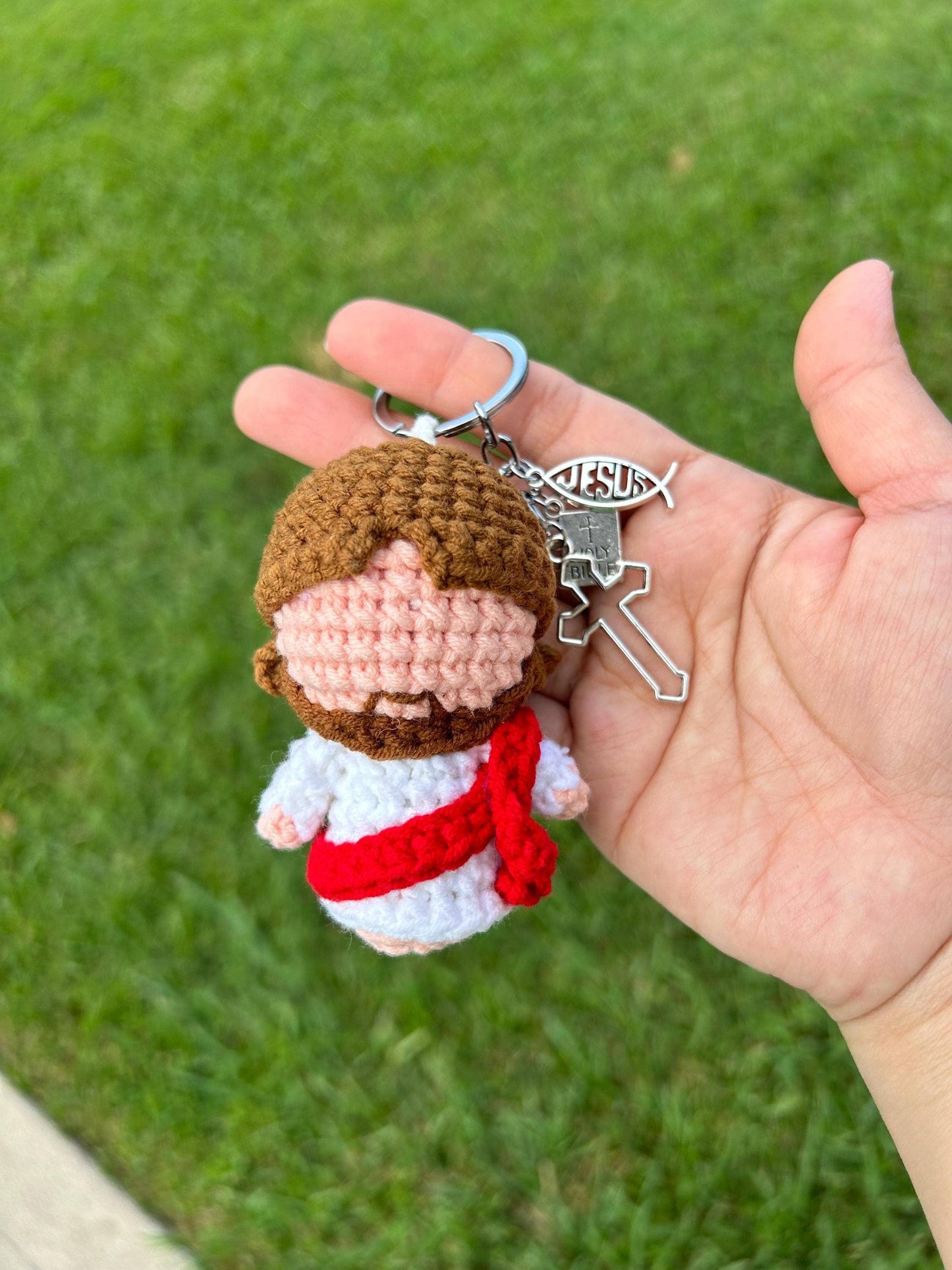 Crochet Mini Jesus Keychain Hanging, Amigurumi Jesus